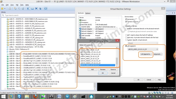 ADDS Site Links Simulation - Network and Systems - VMware LAN Segments - 01